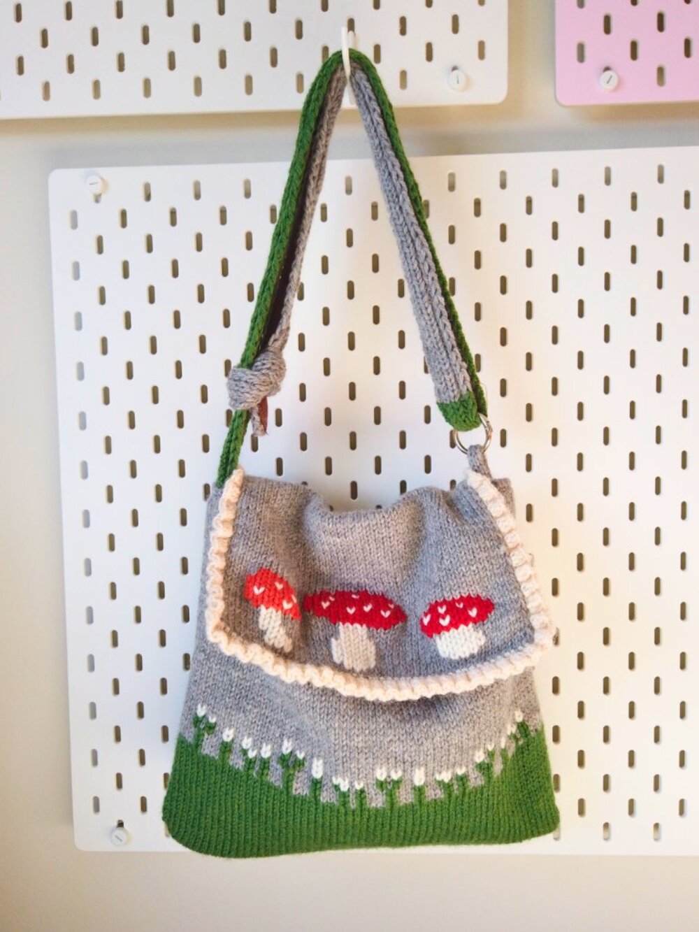 Handknitted Mossy Mushroom Crossbody Bag - Picture 1 of 5